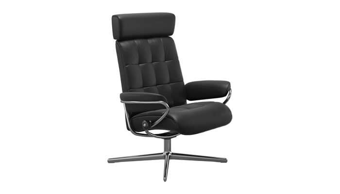 Stressless London Adjustable Headrest in Noblesse Black Leather